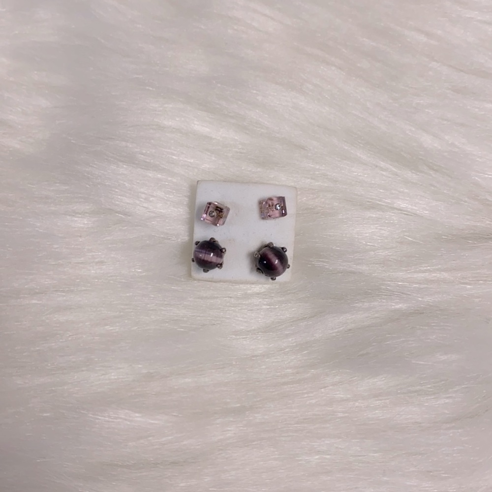2 Pairs of Purple Stud Earrings (Never Worn)